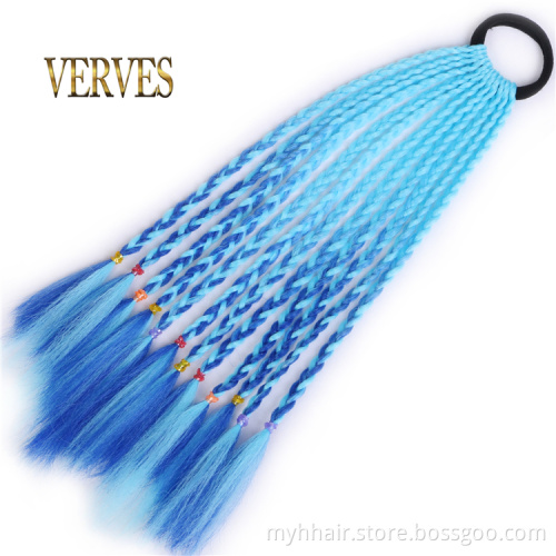 10 Piece Synthetic Hair Ties Gradient Crochet Braid 12 inch Colorful Hair-Ring Braid Ponytail Braided Drawstring Ponytail